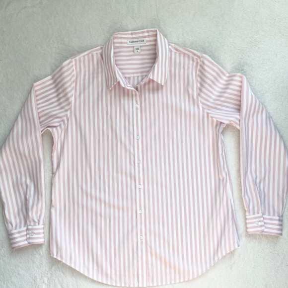 Goldwater Creek Womens 100% Cotton Shirts No-iron Long Sleeve Sz 10 - Picture 2 of 10